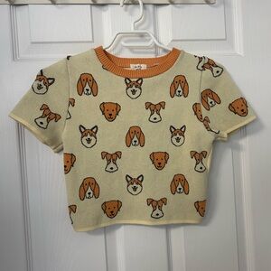 debut Cream Sweater with Orange Dog Print